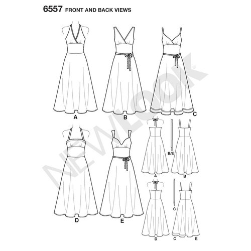 New Look Sewing Pattern Misses Dresses, Size A (8-10-12-14-16-18)