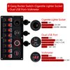 FXC 12V 24V Red LED ON/Off Marine Multi Function Switch Panel Waterproof 8 Gang Rocker Switch Panel for Boat Car Truck Rv Toggle Switches Panel with Circuit Breaker Dual USB Charger Voltmeter