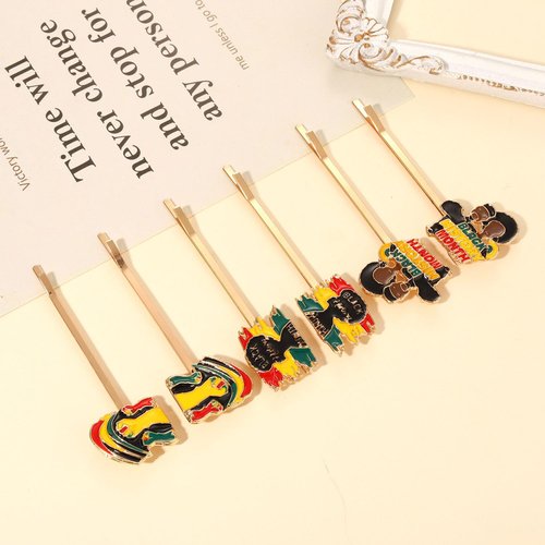 3/6 Pairs Juneteenth Hair Clips for Women African Map Hair Clips Enamel Black Women Power Fist Black Queen Hairpins Juneteenth African Hair Accessories Outfits Party Favors Gifts