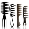 4 Pcs Hair Comb Wide Tooth Comb Styling Comb Double Side Tail Combs Afro Pick Barber Comb Hairstylist Accessories, Black, 4 Styles