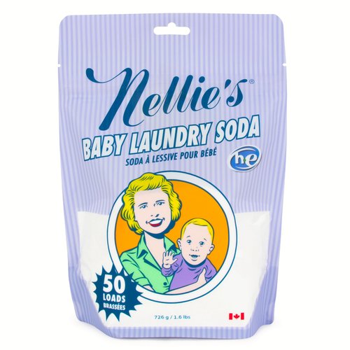 Nellie's Baby Laundry Soda - Laundry Detergent Safe For Infants' Sensitive Skin, Non-Toxic, Hypoallergenic, Vegan, Fragrance Free - 50 Loads