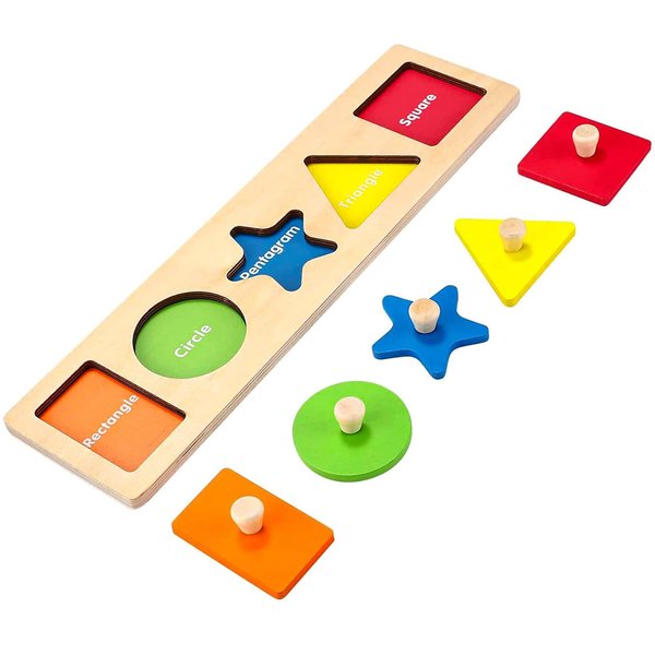 First Jumbo Knob Wooden Shape Puzzles for Toddlers 1-3,Montessori Shapes Sorter Board Toys Puzzle for1 2 Year Old,Preschool Learning Toys for Baby Kids,1-2 Year Old Boy Girl,Stocking Stuffers,Birthday
