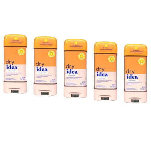 Dry Idea Advanced Dry Unscented Antiperspirant & Deodorant Clear Gel 3 oz (Pack of 5)