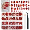 qiipii 24 Styles Red Nail Rhinestones Multi-Shapes Ruby Red Rhinestones Big Gems Nail Charms Siam Red Round Beads K9 Glass Stones Diamonds Jewels Nail Art Flatback for Nails Face Eyes Makeup Crafts