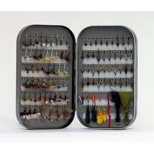 Fly Box + 100 Assorted Fly Fishing Fly Package