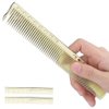 Styling Comb 2pcs Professional Stainless Steel Haircut Comb Salon Hairdressing Comb Styling Tool For All Hair Types Fine and Wide Tooth Hair Barber Comb(Gold)