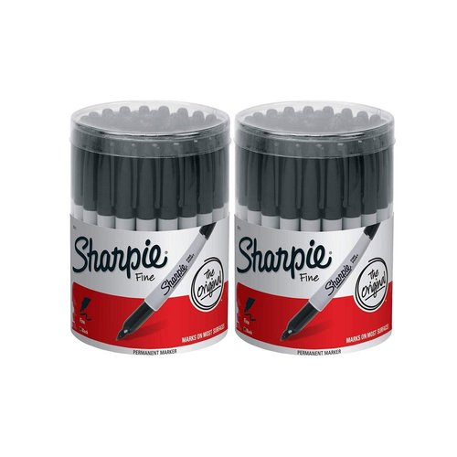 Sharpie Fine Point Permanent Marker, Black (Canister with 36 Pens) (2 Pack (Black))