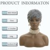 Short Gray Pixie Cut Wigs for Black Women Curly Style with Bangs and Natural Short Curly Wigs for Black Women Synthetic Wig Heat Resistant (Gray Pixie Cut)