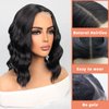 siswin Short Wavy Bob Wigs for Women Black Wig with Lace Synthetic Wigs for Black Women 14 Inch Middle Part Wig Black Curly Wigs for White Women Shoulder Length Wig for Daily (#1B Natural Black)