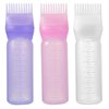 Pimoys Root Comb Applicator Bottle 6 Ounce Oil Applicator for Hair Dye, 3 Pack Hair Oiling Bottle Brush with Graduated Scale (Pink, Purple, White)