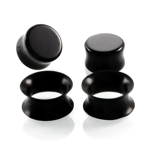 HQLA 2 Pairs Black Natural Obsidian Stone/Ultra-Thin Silicone Ear Gauges Plugs Tunnels Expanders Stretcher Body Piercing Jewelry,2g-5/8''(6mm-16mm) … (00g(10mm))