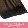 GOO GOO Wire Hair Extensions Human Hair, 1B/6/1B Natural Black with Chestnut Brown Balayage 16inch 95g, Invisible Wire Hair Extensions with Transparent, Seamless Fish Line Hairpiece