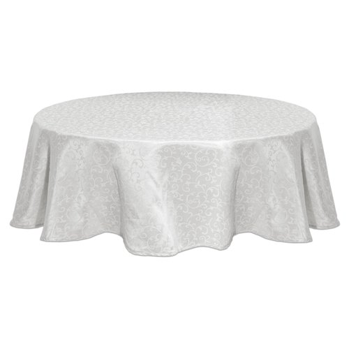 Lenox Opal Innocence 70” Round White Tablecloth Machine Washable, Wrinkle-Resistant, Table Cover