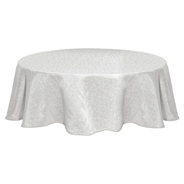 Lenox Opal Innocence 70” Round White Tablecloth Machine Washable, Wrinkle-Resistant, Table Cover