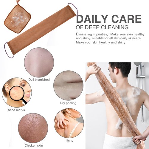 3 Pcs African net Sponge washcloth for exfoliating Body Scrubber Shower Essentials African net Bath sponges Bathing Shower Cloth kit for face, Back