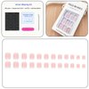 Short Press on Nails Square Pink Fake Nails with White Gradient Designs Acrylic Nails Press ons Reusable Glue on Nails for Women and Girls Daily Wear 24 Pcs
