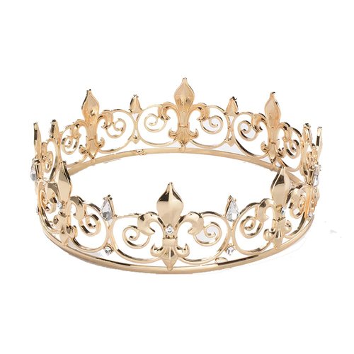 SNOWH Full King Crown Gold - Men's Crowns and Tiaras, Metal Birthday Crown, Prom Hair Accessories Costume Party Decorations for Adults and Boys