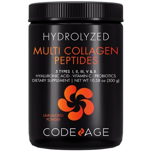 Codeage Multi Collagen Peptides + Probiotics Black Edition, Vitamin C, Hyaluronic Acid Powder Sup...