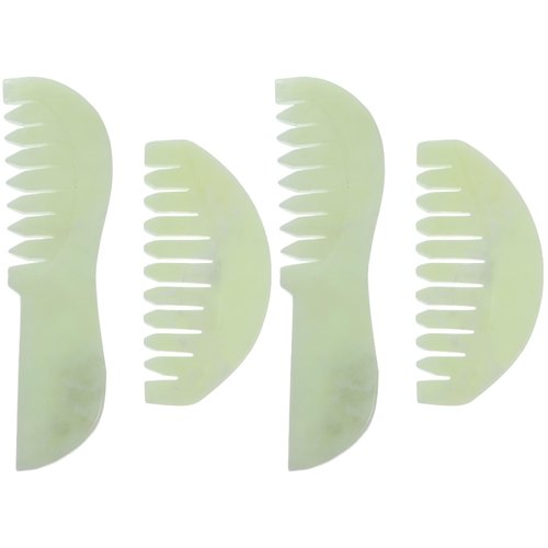 Healeved 4PCS Scalp Comb Natural Jade Gua Sha Comb Scalp Massage Comb Detoxing Comb Head Massage Comb Jade Comb for Scalp Facial Massage Relaxation
