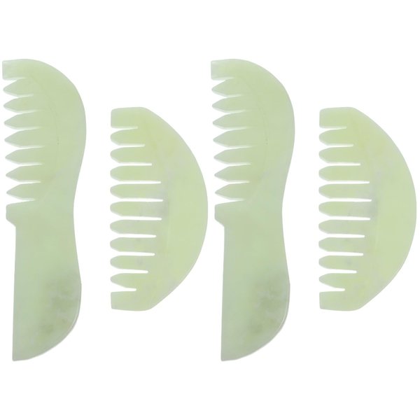 Healeved 4PCS Scalp Comb Natural Jade Gua Sha Comb Scalp Massage Comb Detoxing Comb Head Massage Comb Jade Comb for Scalp Facial Massage Relaxation