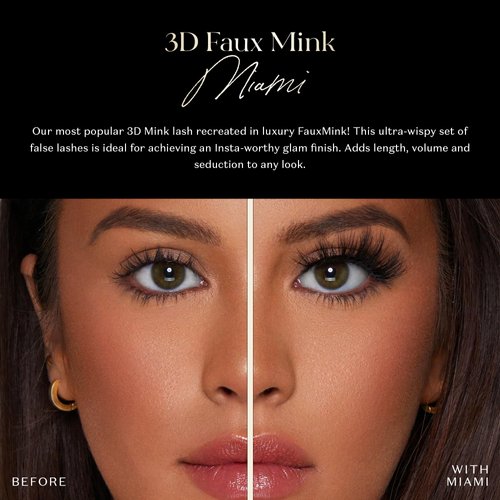 Lilly Lashes 3D Miami in Faux Mink | False Eyelashes | Dramatic Look and Feel | Reusable | Non-Magnetic | 100% Handmade, Vegan | Silk Like Luxury Fibers