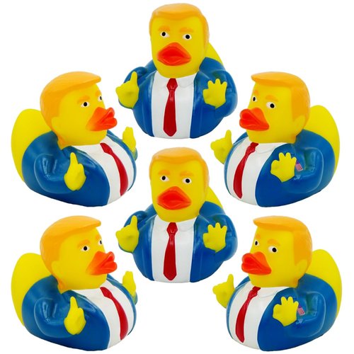 6 Donald Trump Rubber Ducks Bulk - 6 Pack Small 2.3 Inch, Trump Rubber Duckies Great for Jeep Ducking, Trump 2024 Gifts, Bath Tub Toys, Christmas White Elephant Gift for Adults by 4E's Novelty