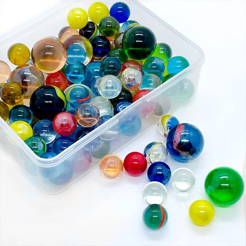 SAIBURAZ 110 PCS Colorful Glass Marbles Set for Marble Games, Marbles Bulk for 6+ Years Old Boys Girls Kids Marble Games Party Favor Toys DIY Home Decor