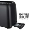 OVENTE Electric 2 Slice Toaster Machine with 6-Shade Toast Settings, 700W Power, Removable Crumb Tray and Compact Design Perfect for Toasting Bread, Bagels, Waffles and Puff Pastry, Black TP2210B