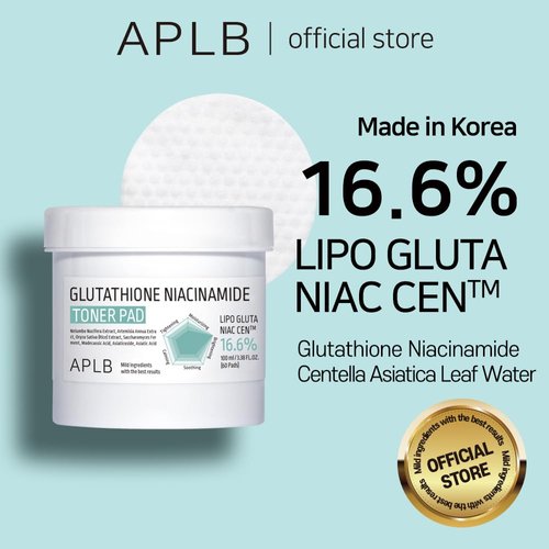 APLB Glutathione Niacinamide Toner Pad | LIPO GLUTA NIAC CEN™ 16.6% 3.38 FL.OZ/Korean Skincare, Dual Surface Toner Pads, Long Lasting moisturizing, Makeup Remover, Pore Care