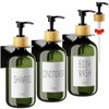 VITVITI Shampoo and Conditioner Dispenser, Body Wash Shower Soap Dispenser Wall Mounted 3 Chamber, Drill Free 17oz Plastic Shower Bottles for Bathroom, Dark Green 3 Sets