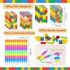 Bluegogo 96 Pcs Building Block Birthday Party Favors for Kids Include Mini Notebook Pens Straws Keychains Erasers Wristbands Stickers Bags for Building Blocks Birthday Party Supplies
