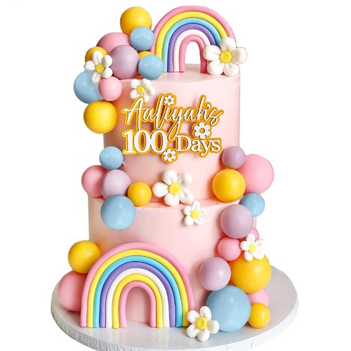 35 PCS Groovy Cake Toppers Boho Cake Topper Hippie Party Decorations with Flower Rainbow Balls fo...