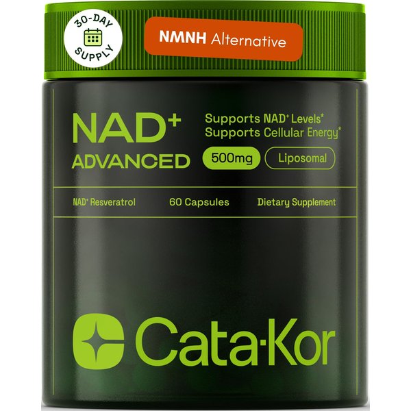 Cata-Kor NMNH Supplement Alternative – Liposomal NAD + Resveratrol – 30-Day Supply – High Purity NAD Supplement for Energy & Healthy Aging – 60 Capsules