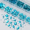 Blue Nail Art Rhinestone, 3D Crystal Nail Diamond Gem, Flatback Rhinestones Multi Shapes Sizes Nail Design for Women Girls Manicure Charms Decorations, DIY Jewelry Making Craft Supplies