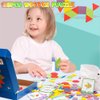 155 Pcs Wooden Pattern Blocks Christmas Stocking Stuffers Kids Toddlers, Math Games Shapes Blocks Homeschool Supplies with Cards Tangram Puzzles Montessori Educational Learning Toys for Kids Ages 4-8