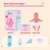 BABESIDE Mini Silicone Baby Dolls, 3 Inch Realistic Newborn Baby Dolls Full Silicone Sleeping Little Baby Dolls Mini Real Life Baby Girl Miniature Baby with Bathroom Toy Set Accessories(Blue)