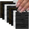 ROFIBUT Letters Nail Art Stickers Number Nail Decals 3D Self-Adhesive Luxury Gold Silver English Alphabet Nail Sticker Black White Number Nail Art Supplies for Women Girls Manicure DIY 8 Sheets