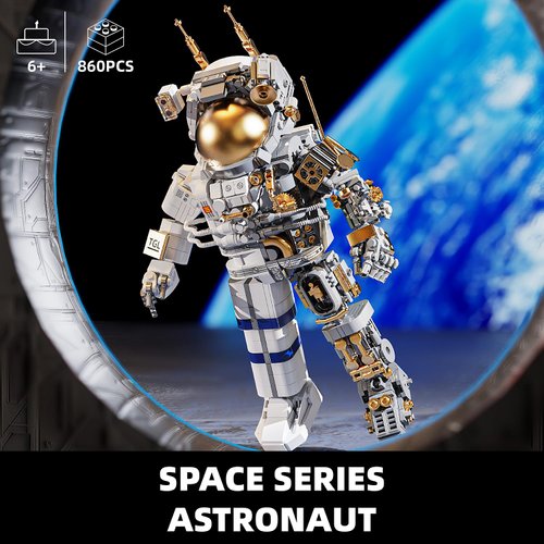 TYCOLE City Space Astronaut Building Toy Set -Translucent Classic Spaceman Model Building Block Set with Display Stand,Home or Office Decor,Idea Christmas Birthday Gift for Adults&Kids 8+ (860PCS)
