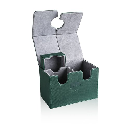 UAONO Card Deck Box for MTG Commander Deck, Double Deck Box With Dice Tray Holds 200+ Sleeved Trading Cards, Card Case Storage Box for Magic The Gathering Sports Playing Cards (Green)