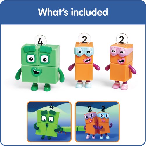 hand2mind Numberblocks Four and The Terrible Twos, Cartoon Action Figure Set, Toy Figures, Play Figure Playsets, Small Figurines for Kids, Number Toys, Math Toys, Stocking Stuffers for Kids 3-5
