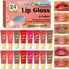 AZEN 24 Pack Lip Gloss Set, Lip Oil for Dry Cracked Lips Moisturizing Hydrating Nourishing with Vitamin E