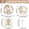 96Pcs We Can Bearly Wait Party Tableware Set Baby Shower Party Supplies Includes Plates Napkins Forks Bearly Wait Party Dinnerware Set Brown Bear Theme Party Decoration for Baby Shower Party Serve 24