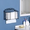 MyGift Wall Mounted Black Metal Paper Towel Holder with Vintage Scrollwork Design for Refillable C-fold, Z Fold and Tri Fold Paper Hand Towels, Commercial Disposable Folded Towel Napkin Rack