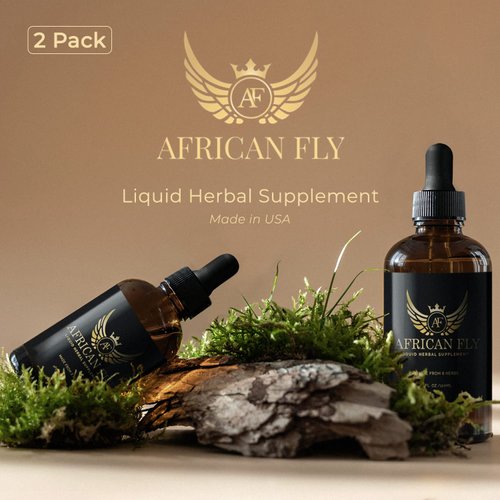 African Fly Herbal Liquid Drops - All Natural Vegan Supplement for Men and Women, Energy Booster, Pre-Workout and Post-Herbal Supplement 40, 50, 60 Plus Years Old, 2-Pack