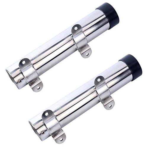 Amarine Made 2Pcs Boat Fishing Rod Holder, Stainless Steel Fishing Pole Holder, Side / Transom Mounted Rod Holders with Weld Brackets, Suitable for Kayak - 7643sh1