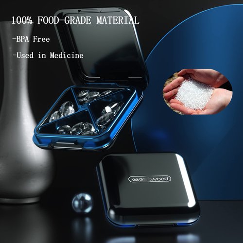 Small Pill Box,Pill Case,Pill Organizer,Travel Waterproof Portable Pocket Pill Box Medicine Organizer,Daily Pill Container for Purses Compact Travel Medicine Holder for Vitamins Medication Black