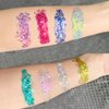 3Pcs Holographi Face Body Glitter Gel, Sparkle Color Changing Face Glitter Gel, Mermaid Sequins Glitter Face Paint, Chunky Hair Glitter Gel for Concerts Party Mardi Gras Festival Rave