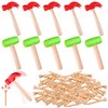 10Pcs Hammer Toys with 100Pcs Small Wooden Hammer Simulation Fake Hammer Maintenance Tools,Toy Hammer Plastic Toddler Claw Hammer Portable Toys Pretend Play Fake Mallet Hammer for Boys Girls