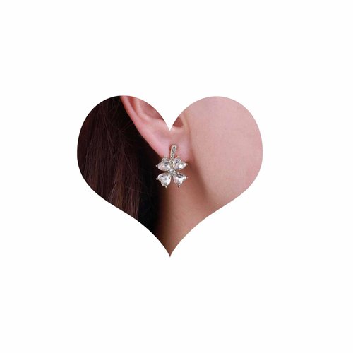 Sttiafay Vintage Crystal Flower Earrings Rhinestone Flower Stud Earrings Gold Crystal Petal Earrings Sparkly Cz Bridal Earrings Jewelry for Women