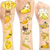 192PCS Banana Temporary Tattoos 16 Sheets of Fun Yellow Cartoon Banana Stickers, Perfect for Birthday Party Favors, Kids Decorations, and Gifts for Boys and Girls